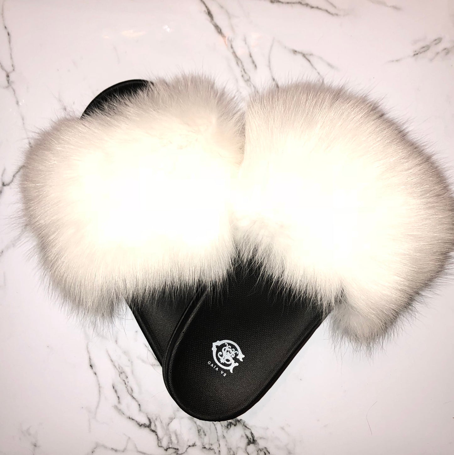 Gricelda White Fox Fur Slides