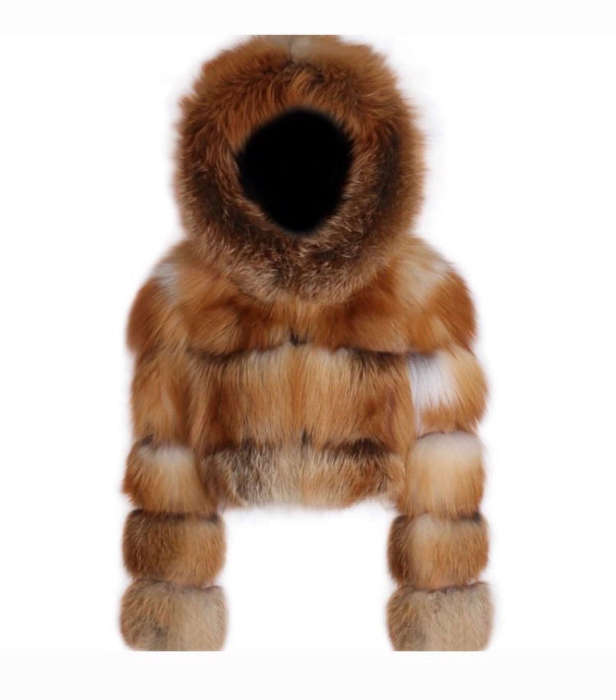 Red Fox Crop Waist Hood Jacket