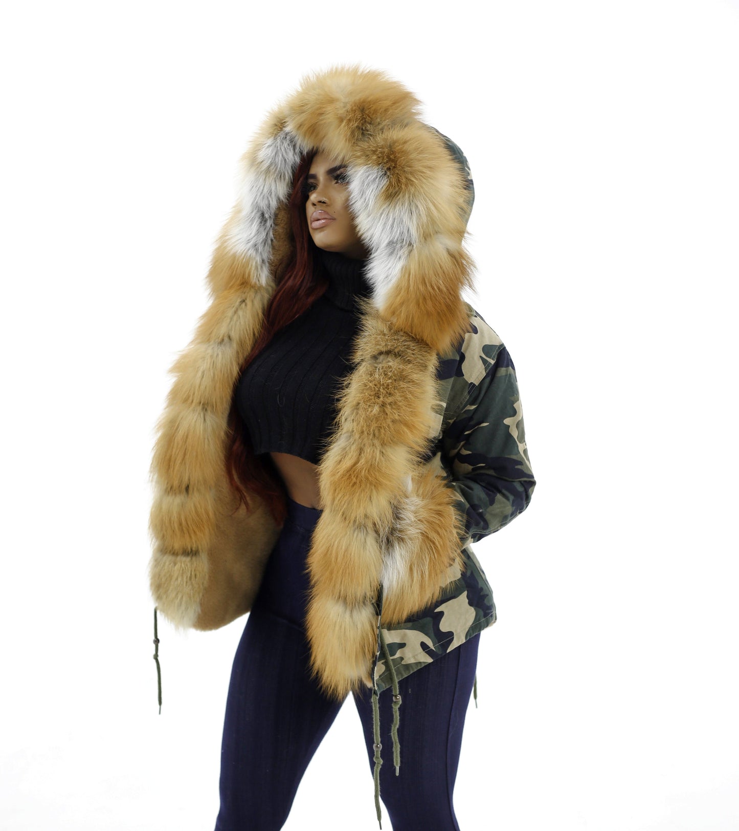 Camouflage VS Red Fox Fur Parka