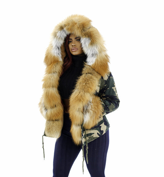 Camouflage VS Red Fox Fur Parka