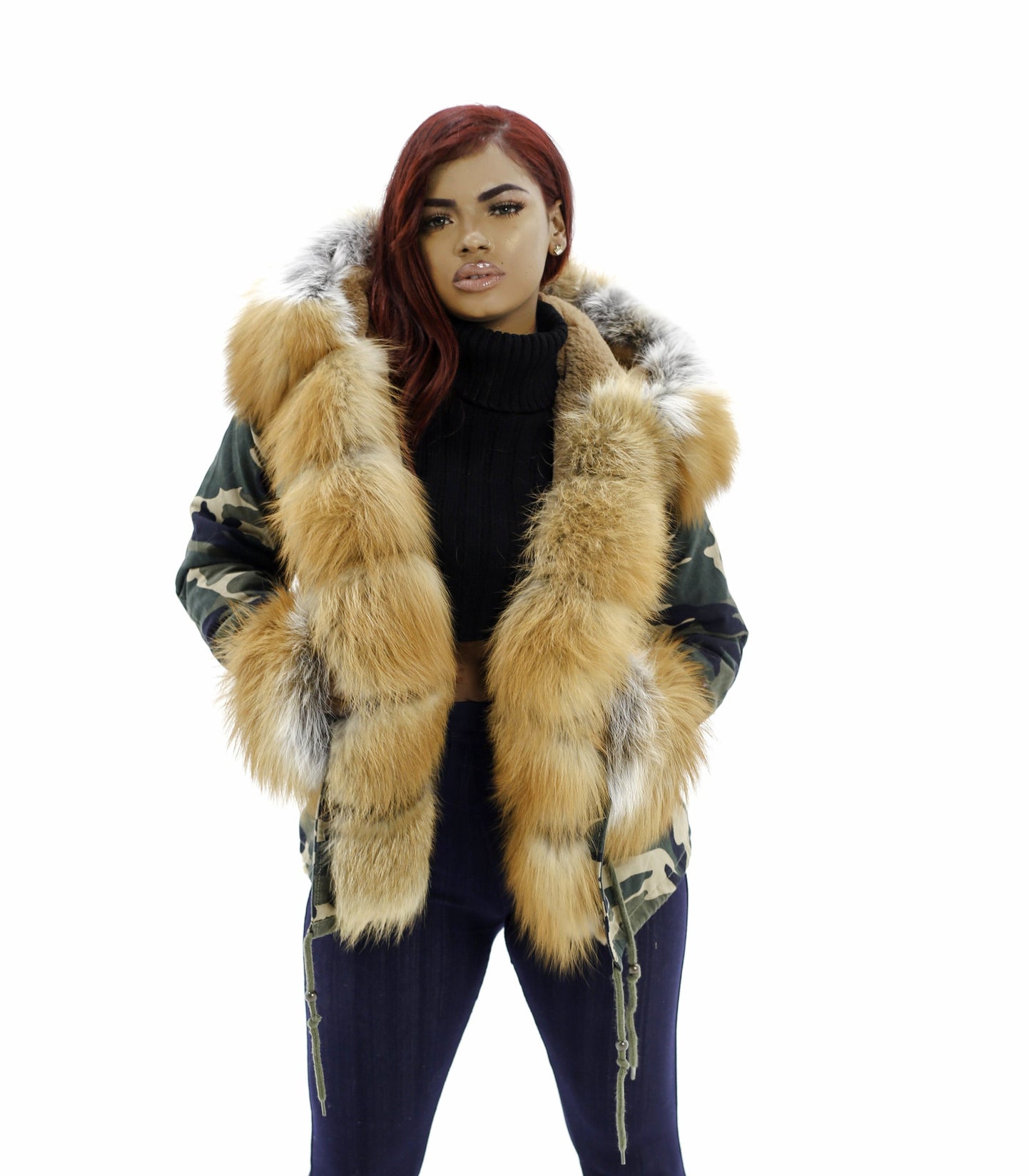 Camouflage VS Red Fox Fur Parka