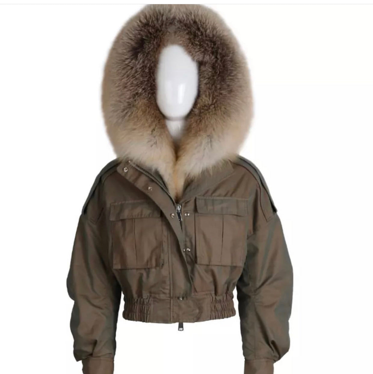 Military Crop Fox Fur Parka