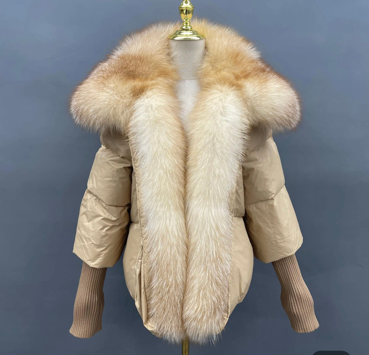 Fox fur outlet trim down coat