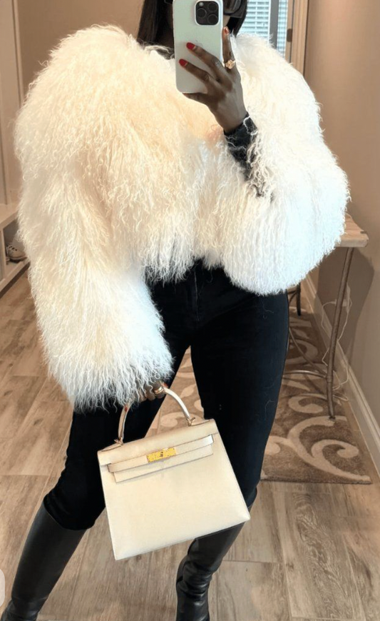 Lamb Fur Cropped It Girl Jacket
