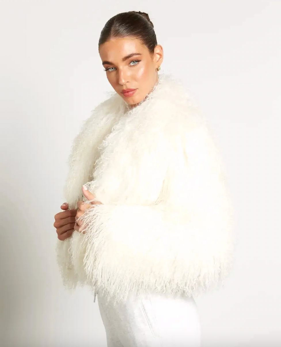 Lamb Fur Cropped It Girl Jacket