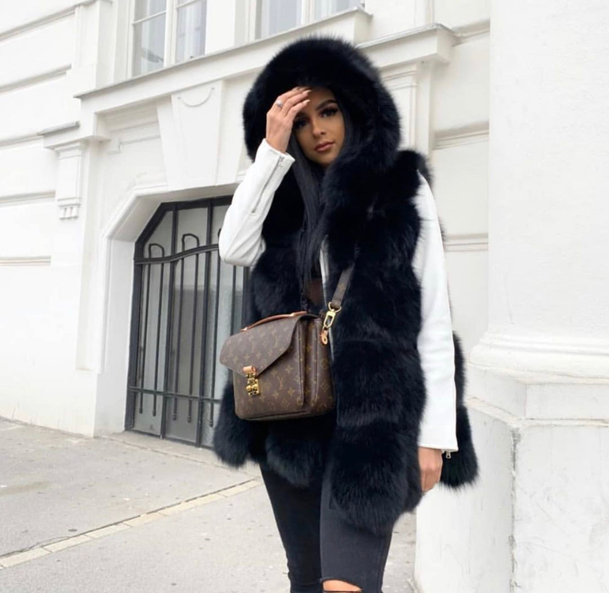 Classic Hooded Fox Fur Vest