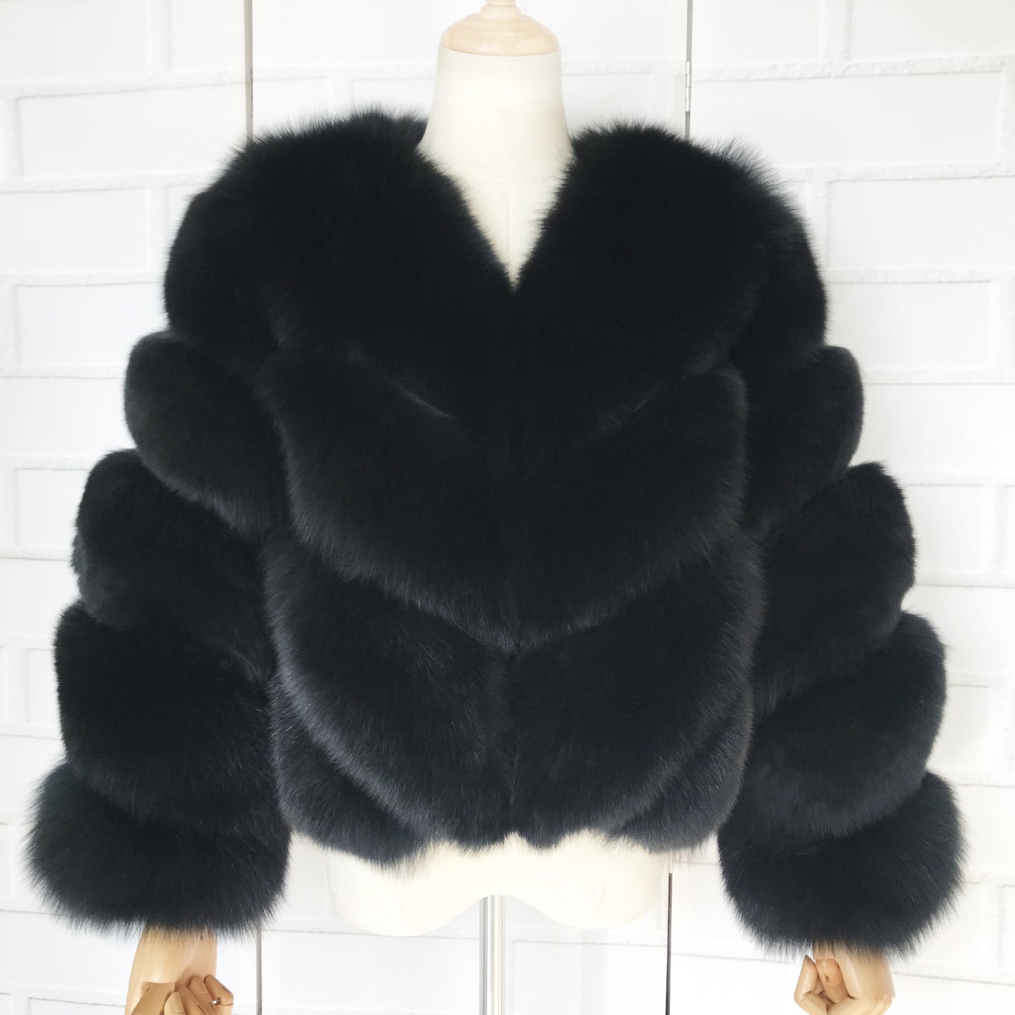 Chevron Fox Fur Jacket