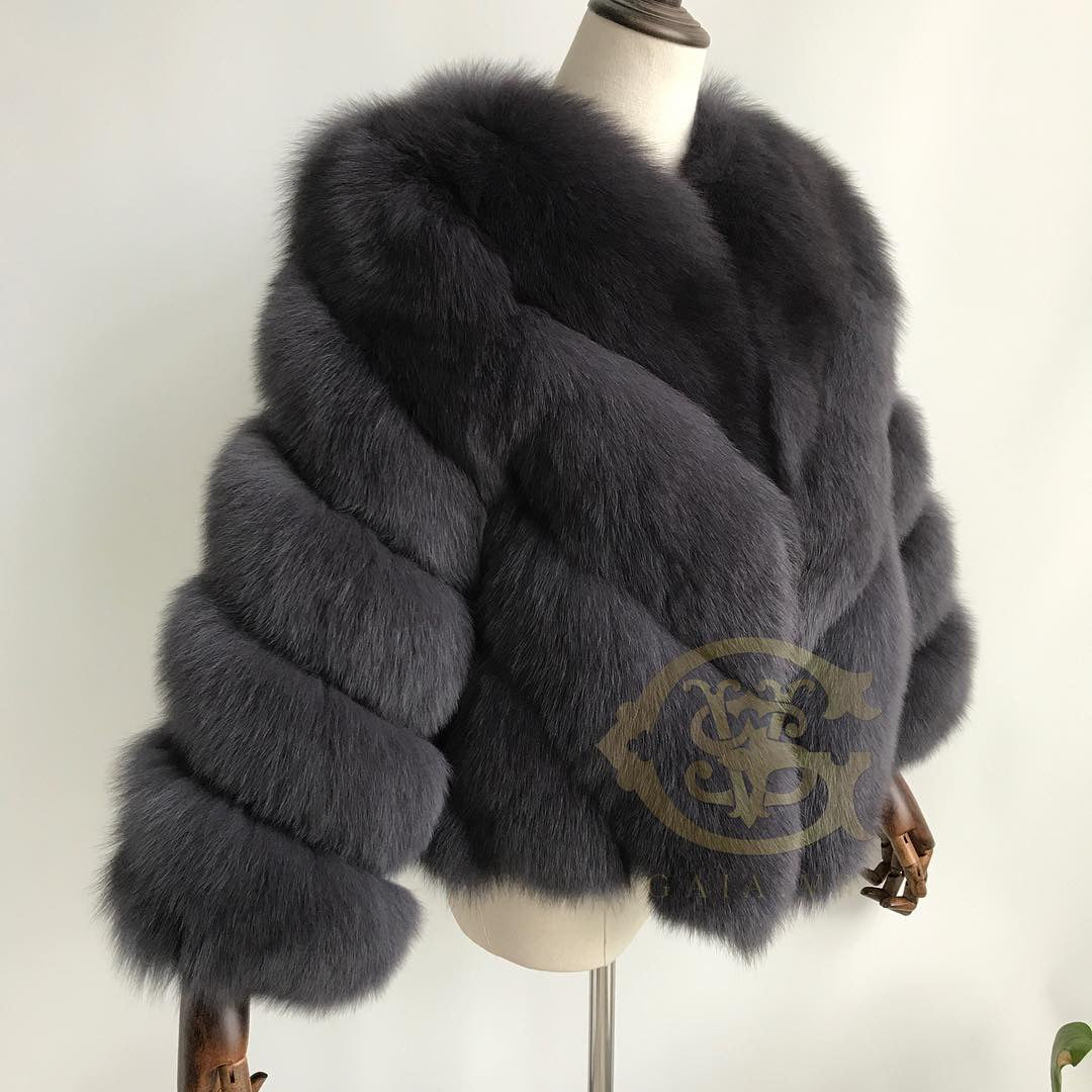 Chevron Fox Fur Jacket