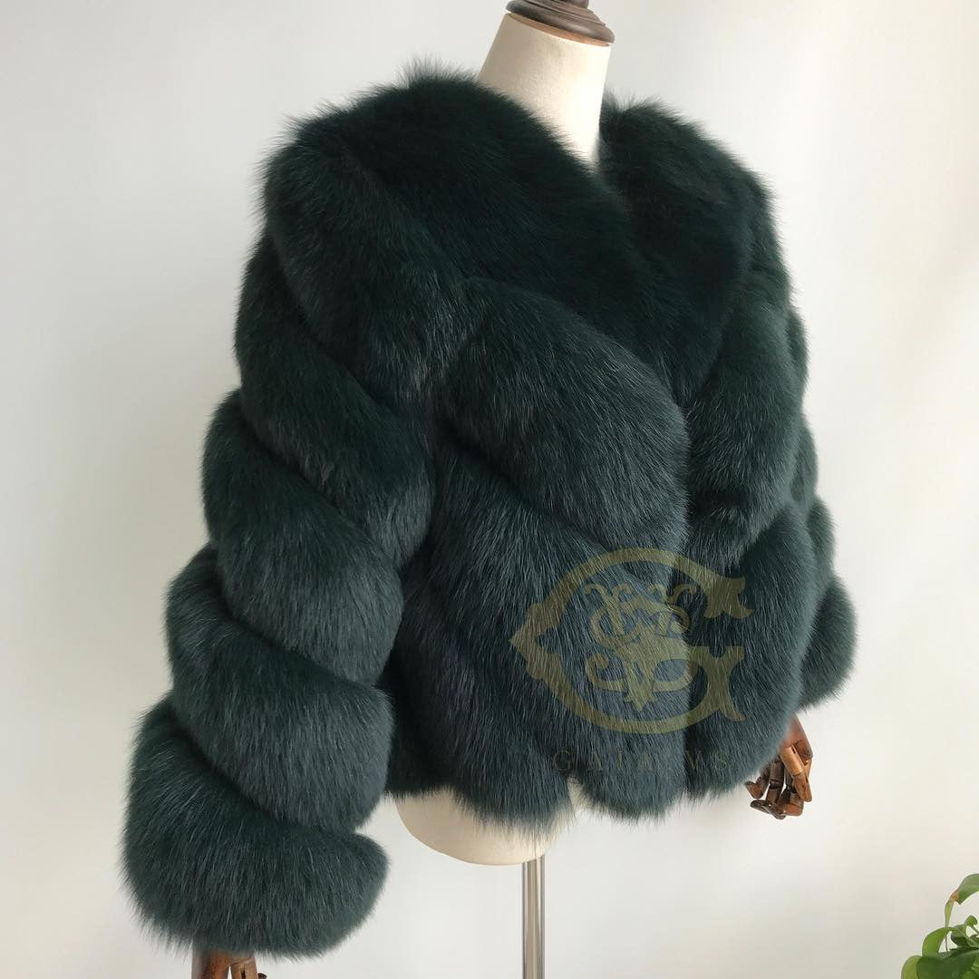 Chevron Fox Fur Jacket