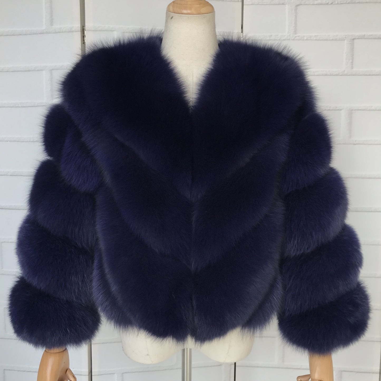 Chevron Fox Fur Jacket