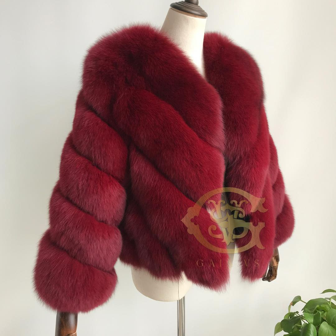 Chevron Fox Fur Jacket